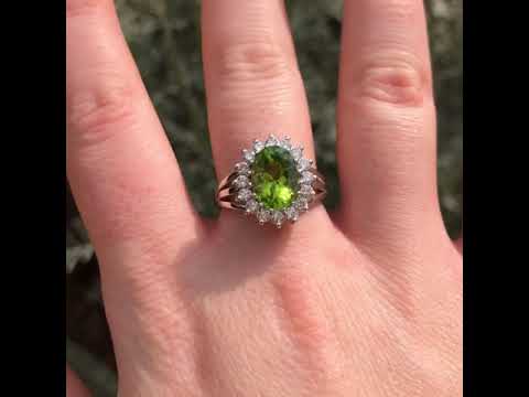 Estelle - 3.41 carat natural peridot ring with 0.56 carat natural diamonds