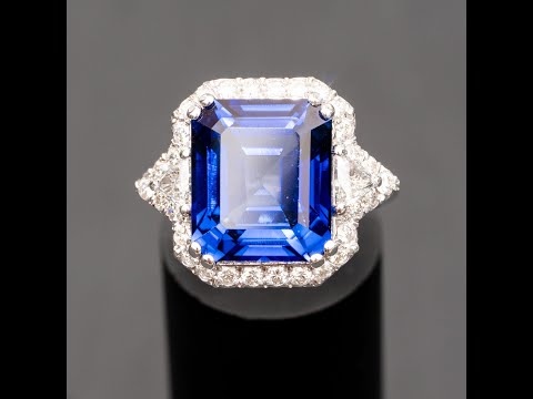 Doreen - 13.70 carat emerald sapphire ring with 1.20 carat natural diamonds