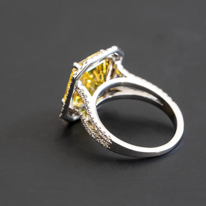 Abrielle - 8.00 carat emerald yellow sapphire ring with 1.29 carat natural diamonds