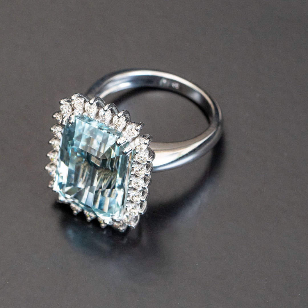 luxury vintage natural aquamarine statement ring for women