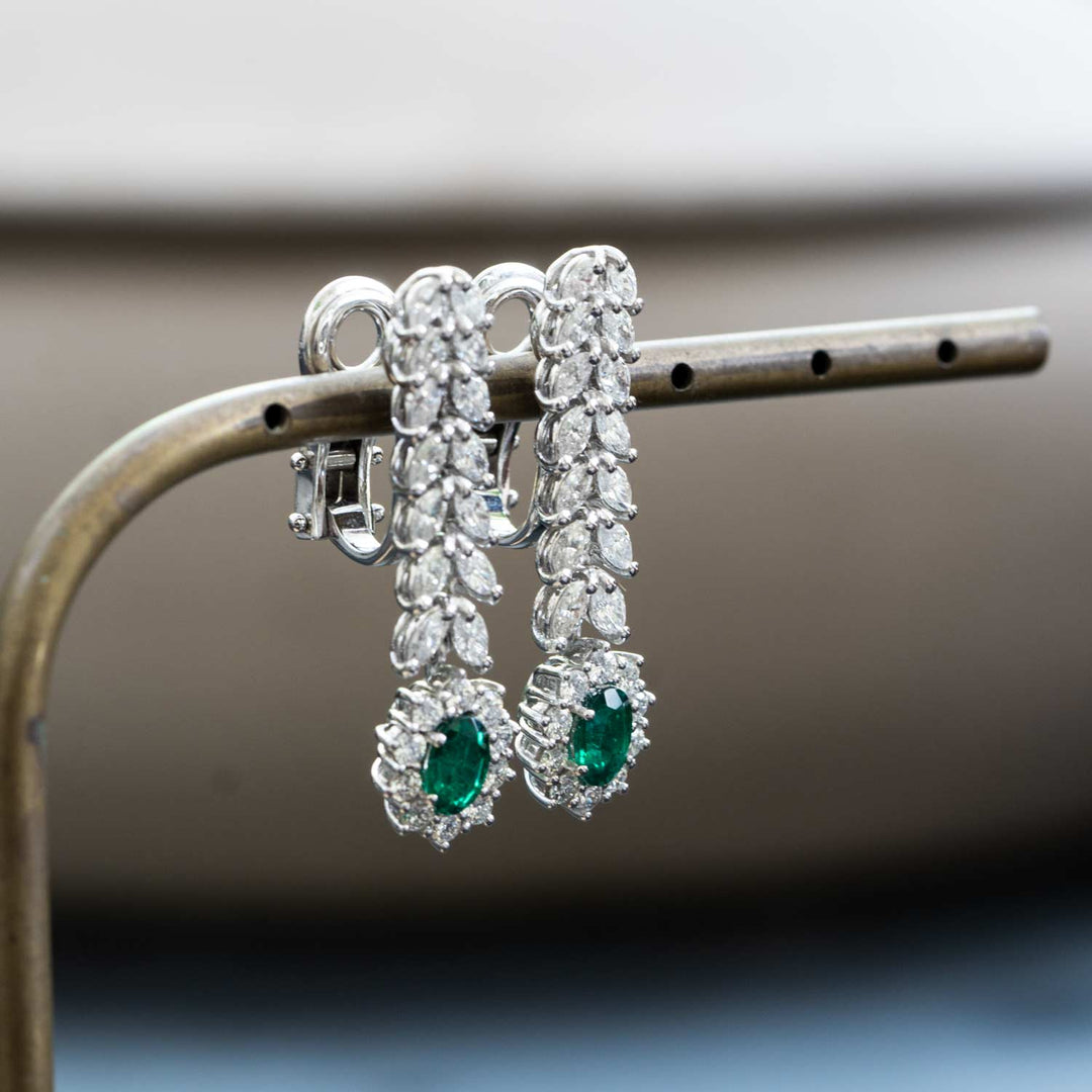 drop green emerald diamond earrings for women Luxury Earrings