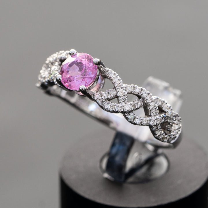 Ema- 0.70 carat natural pink sapphire ring with 0.30 carat natural diamonds