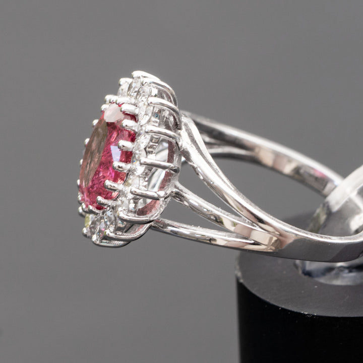 Rosa - 2.87 carat natural pink tourmaline ring with 0.81 carat natural diamonds