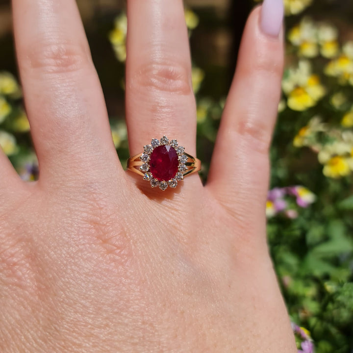 Amedea - 1.75 carat natural ruby ring with 0.47 carat natural diamonds