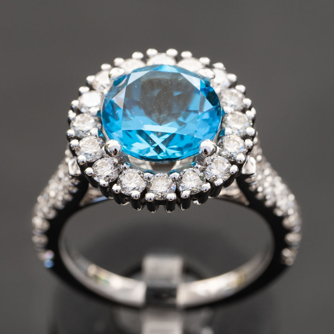 Harriett - 4.28 carat natural swiss topaz ring with 1.62 carat natural diamonds