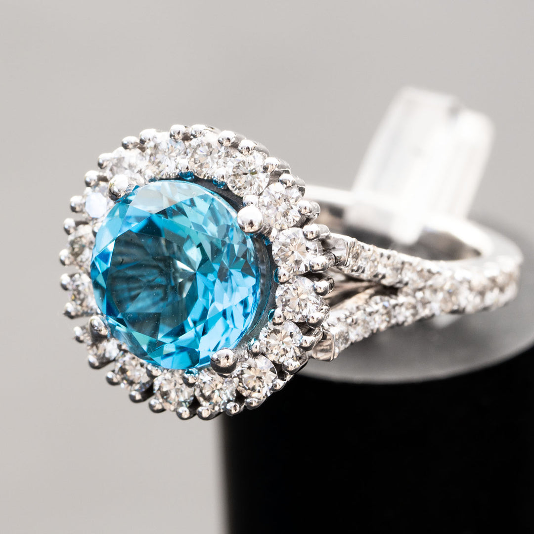 Harriett - 4.28 carat natural swiss topaz ring with 1.62 carat natural diamonds