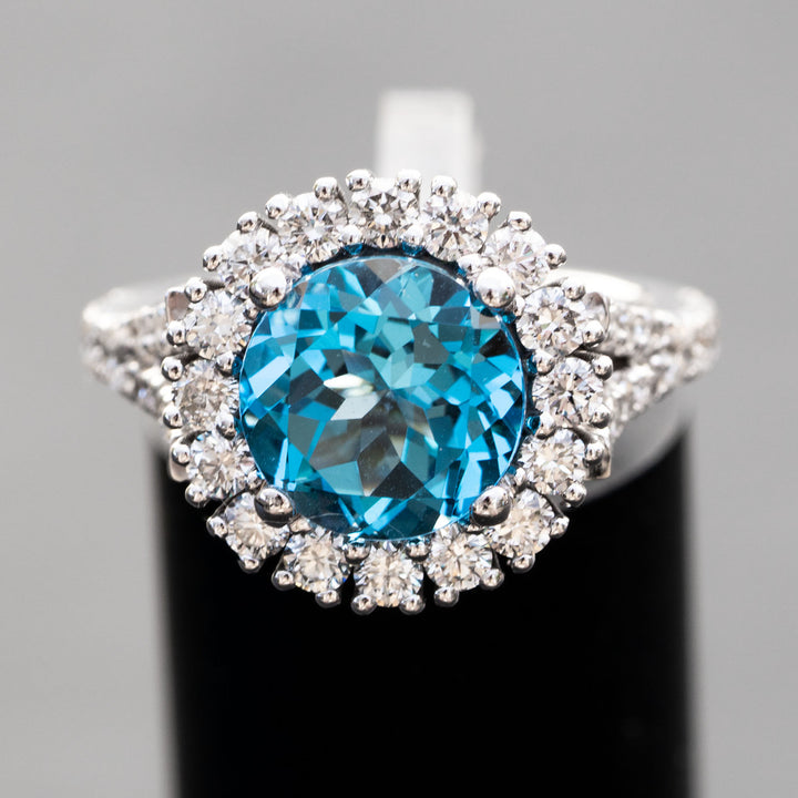 Harriett - 4.28 carat natural swiss topaz ring with 1.62 carat natural diamonds