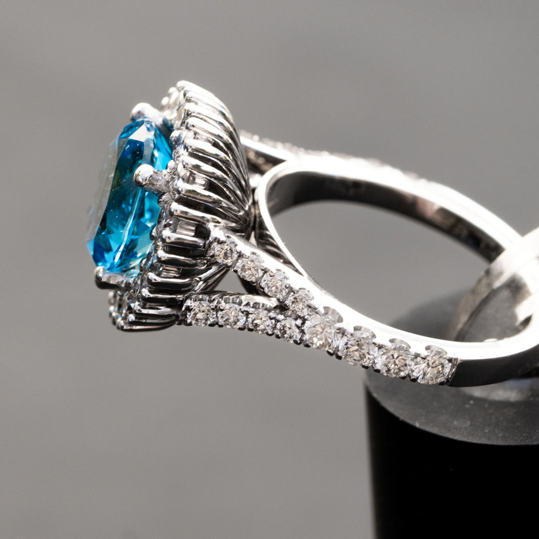 Harriett - 4.28 carat natural swiss topaz ring with 1.62 carat natural diamonds