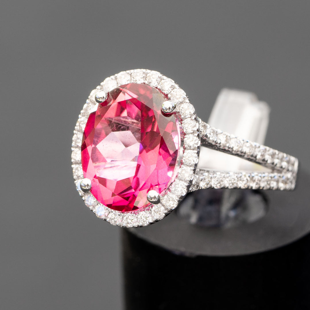 Monique - 5.15 carat natural pink topaz ring with 0.66 carat natural diamonds