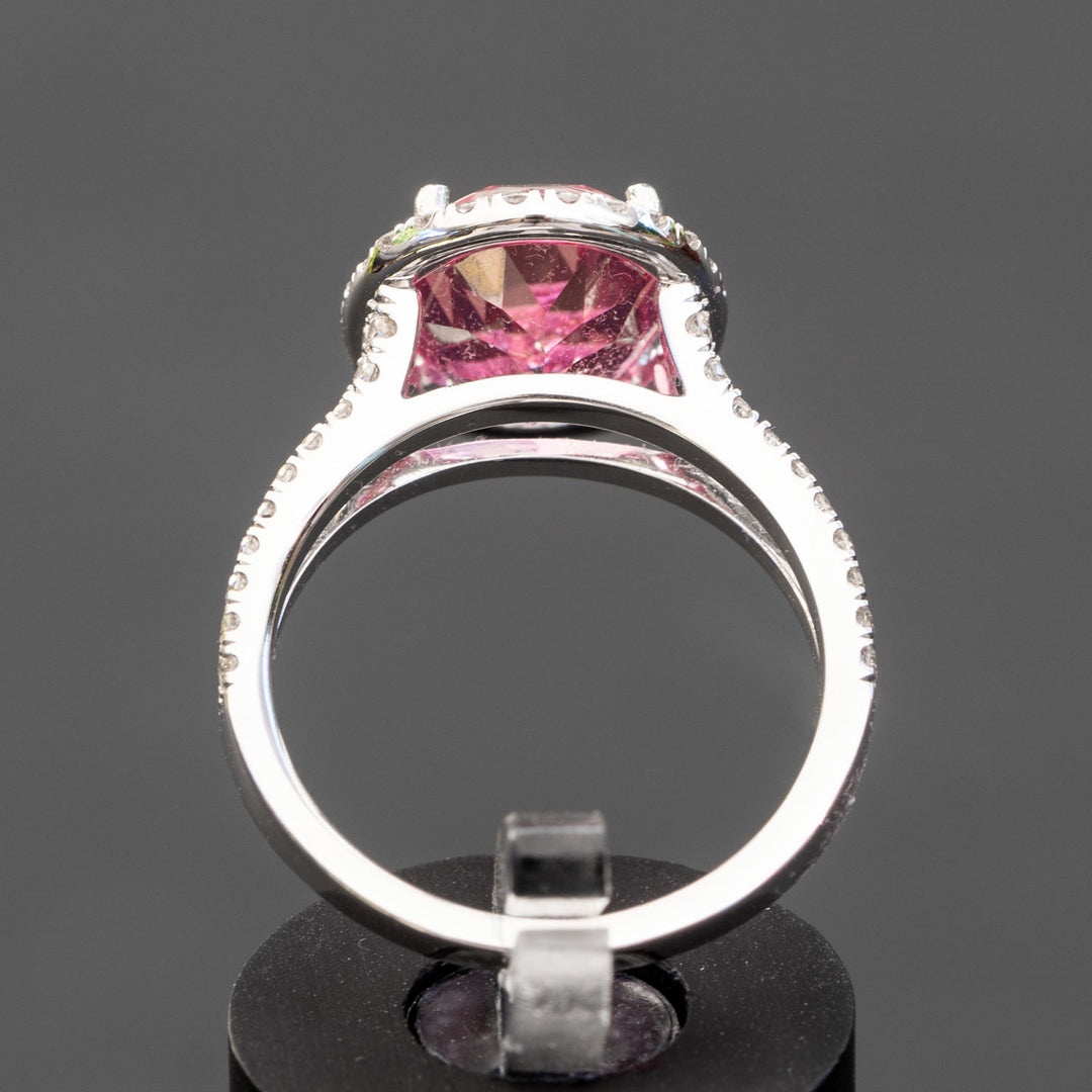 Monique - 5.15 carat natural pink topaz ring with 0.66 carat natural diamonds