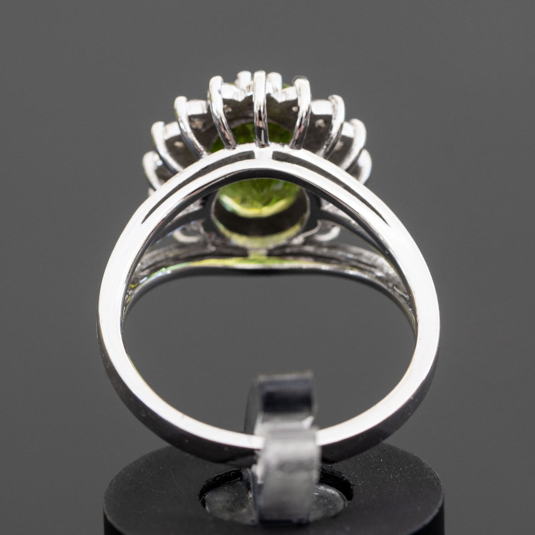 Estelle - 3.41 carat natural peridot ring with 0.56 carat natural diamonds