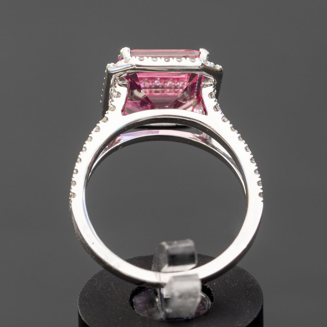 Manon - 7.35 carat natural emerald pink topaz ring with 0.71 carat natural diamonds