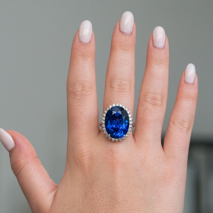 Big oval sapphire cocktail ring for women