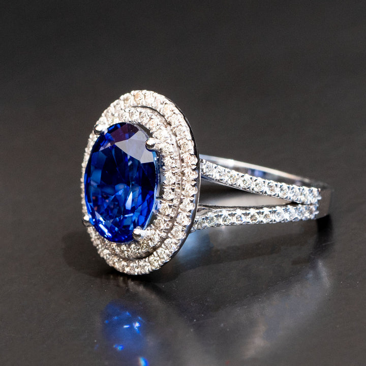 Catherine - 6.00 ct oval sapphire ring with 1.00 carat natural diamonds