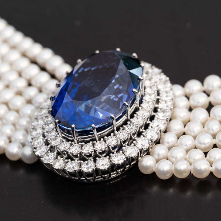 princess diana sapphire pearl choker