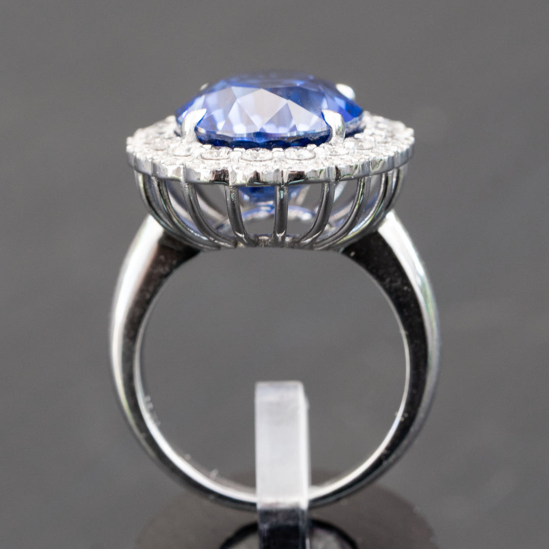 Helen - 13.50 carat oval sapphire ring with 1.20 carat natural diamonds