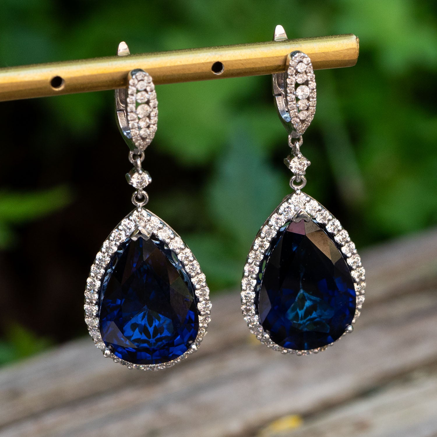 Natural Sapphire Drop Earrings, 925 Sterling Silver, Sapphire Earrings, Sapphire Silver 2024 Earrings, Luxury Earrings, Oval Cut Stone Earrings