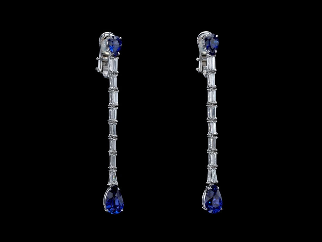 Katherine - 6.62 carat natural sapphire earrings with 1.85 carat natural diamonds