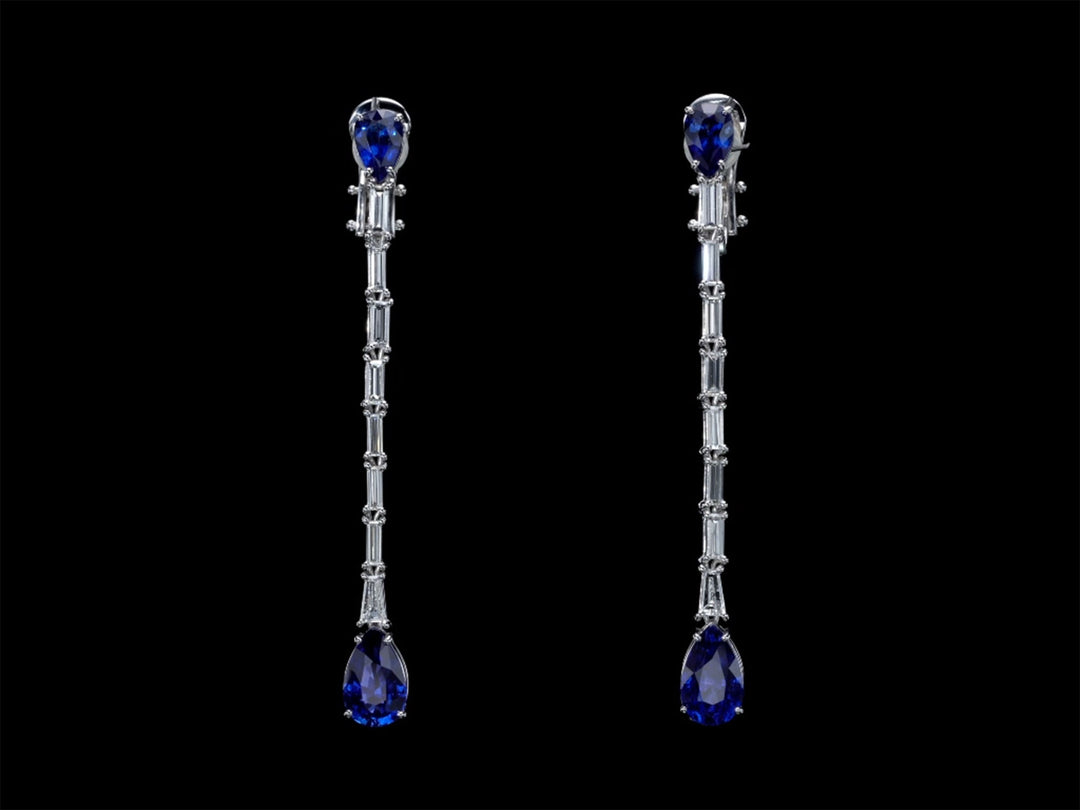 Katherine - 6.62 carat natural sapphire earrings with 1.85 carat natural diamonds