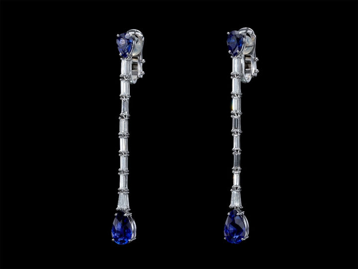 Katherine - 6.62 carat natural sapphire earrings with 1.85 carat natural diamonds