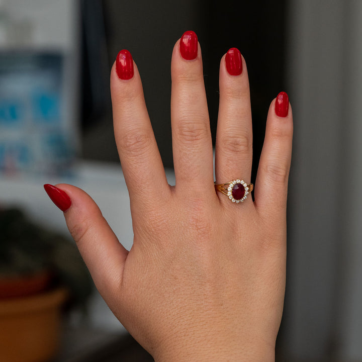 red ruby and diamonds Diana ring