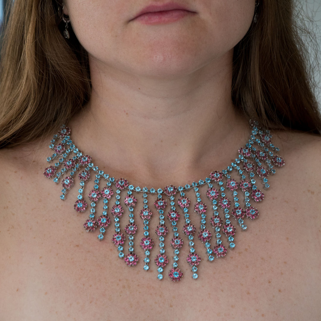 Nova - Statement Necklace - 90 carat natural Tourmaline, 80 carat Blue Topaz