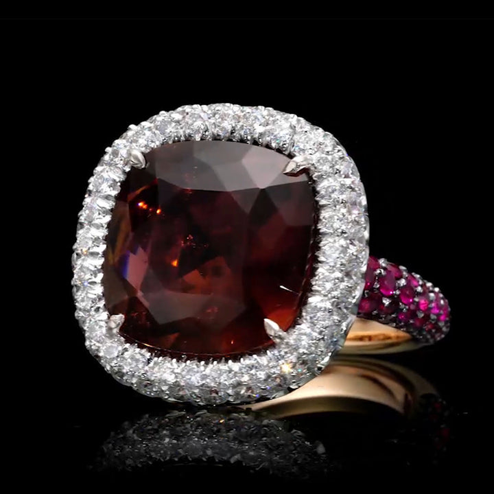 Brie - 12.00 carat Tourmaline ring with 1.90 carat natural diamonds and 4.96 carat natural ruby