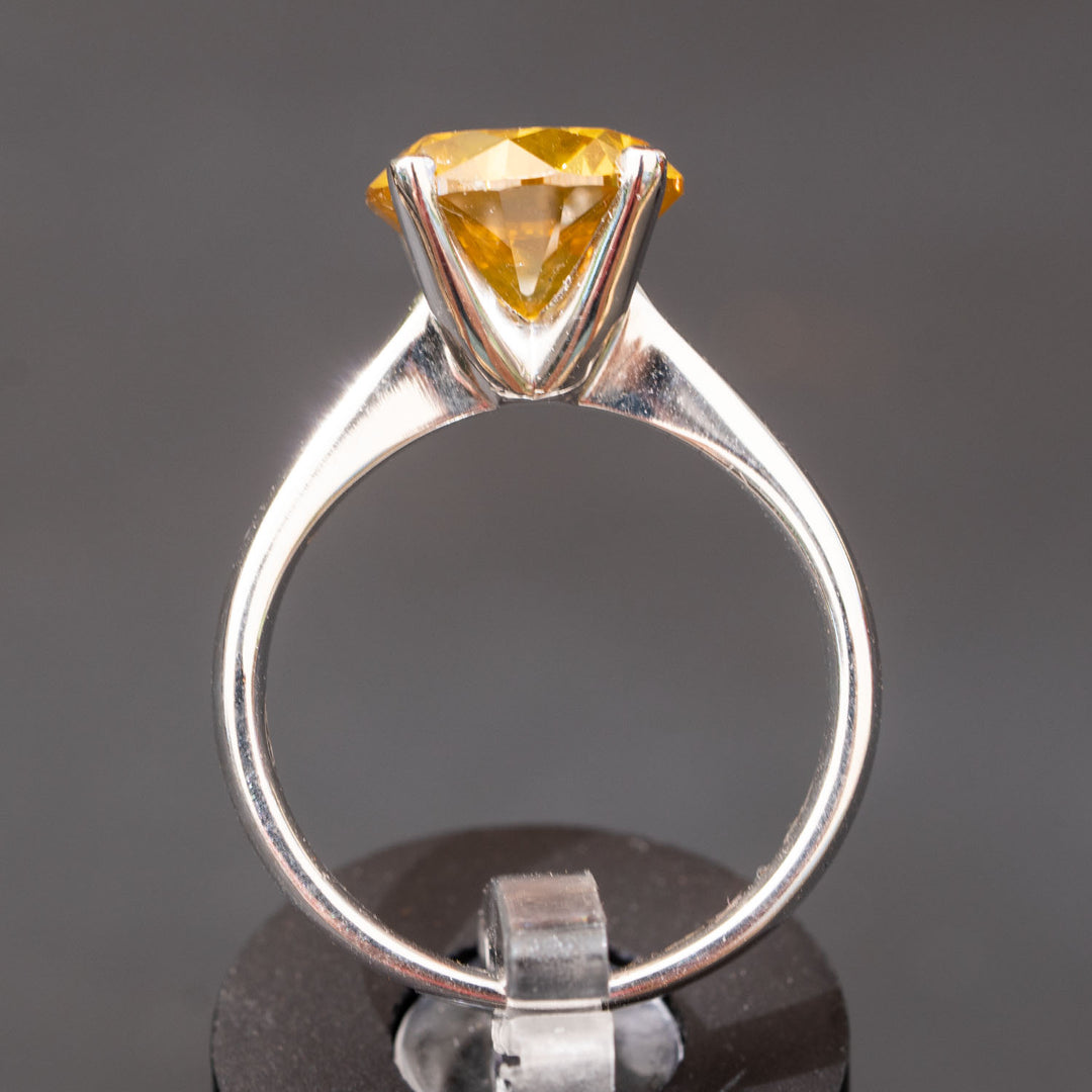 Johana - 3.90 carat natural fancy vivid orange yellow diamond ring clarity VS - Saffron Diamond Ring