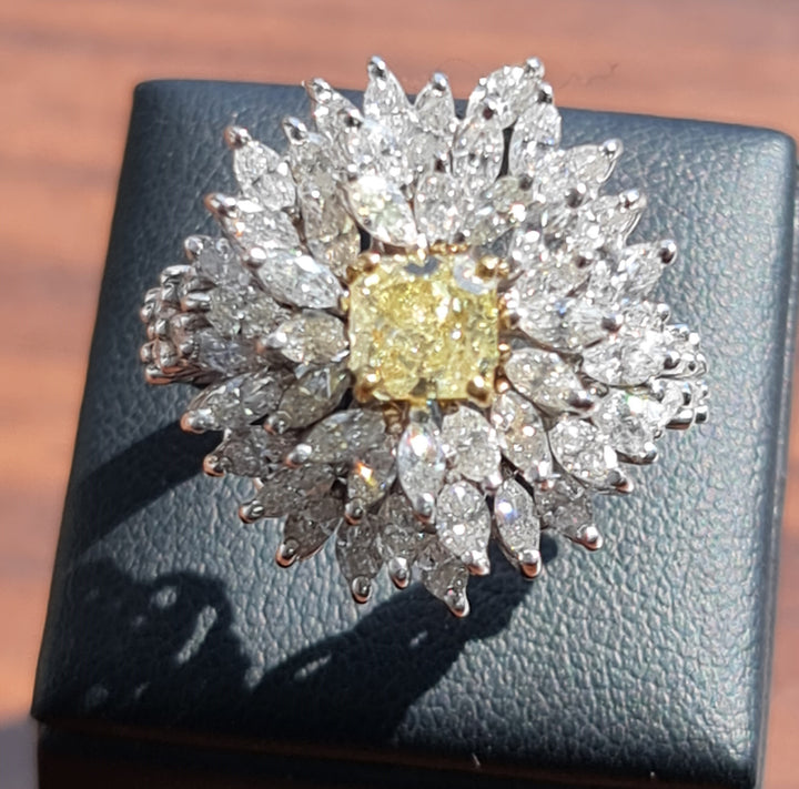 Jane:  1.14 carat fancy yellow Diamond - GIA, 3.43 carat natural marquise diamond ring D-F VS