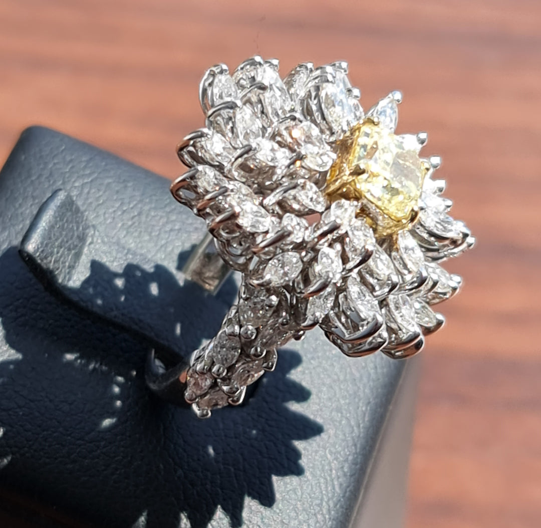 Jane:  1.14 carat fancy yellow Diamond - GIA, 3.43 carat natural marquise diamond ring D-F VS